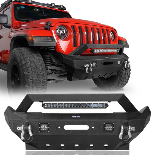 Rock Crawler Stubby Front Bumper w/LED Spotlight Bar(18-24 Jeep Wrangler JL & 20-24 Gladiator JT) - u-Box