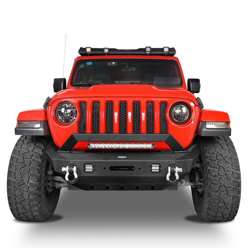 Rock Crawler Stubby Front Bumper w/LED Spotlight Bar(18-24 Jeep Wrangler JL & 20-24 Gladiator JT) - u-Box