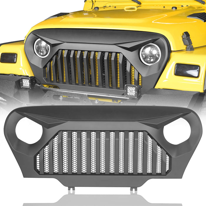 Hooke Road Jeep TJ Front Bumper and Gladiator Grille Cover Combo for Jeep Wrangler TJ 1997-2006 MMR0276BXG149 Different Trail Front Bumper u-Box Offroad 8