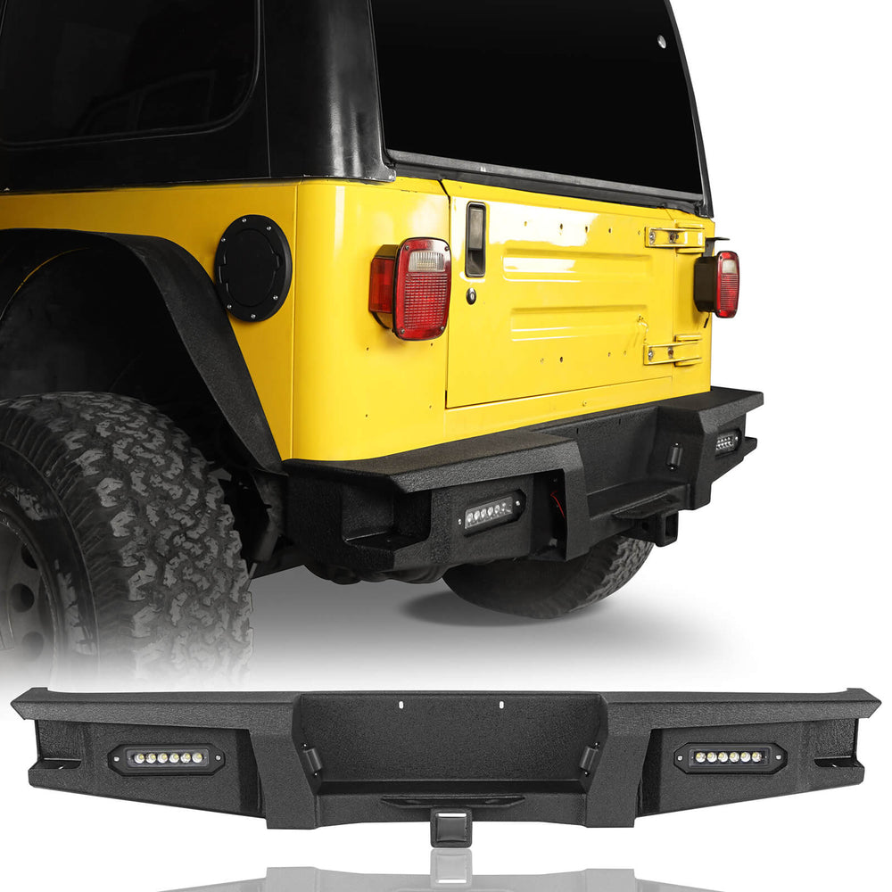 Reaper Rear Bumper w/ 2" Hitch Receiver & 2X 18W LED Spotlights  (97-06 Jeep Wrangler TJ)- u-Box