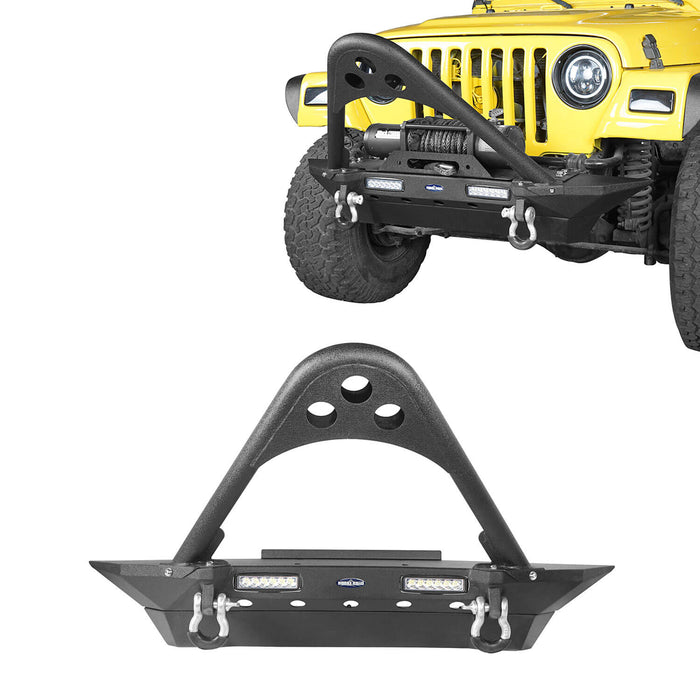 Hooke Road Jeep TJ Stinger Front Bumper and Gladiator Grille Cover Combo for Jeep Wrangler TJ 1997-2006 MMR0276BXG152 Stubby Front Bumper u-Box Offroad 4