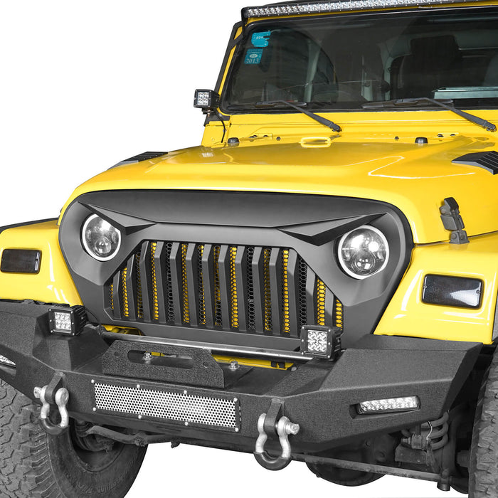 Hooke Road Vader Grill with Mesh Inserts Jeep Vader Grill Front Grille Cover Jeep Grille Cover for Jeep Wrangler TJ 1997-2006 MMR-0276 Jeep Body Armor 5