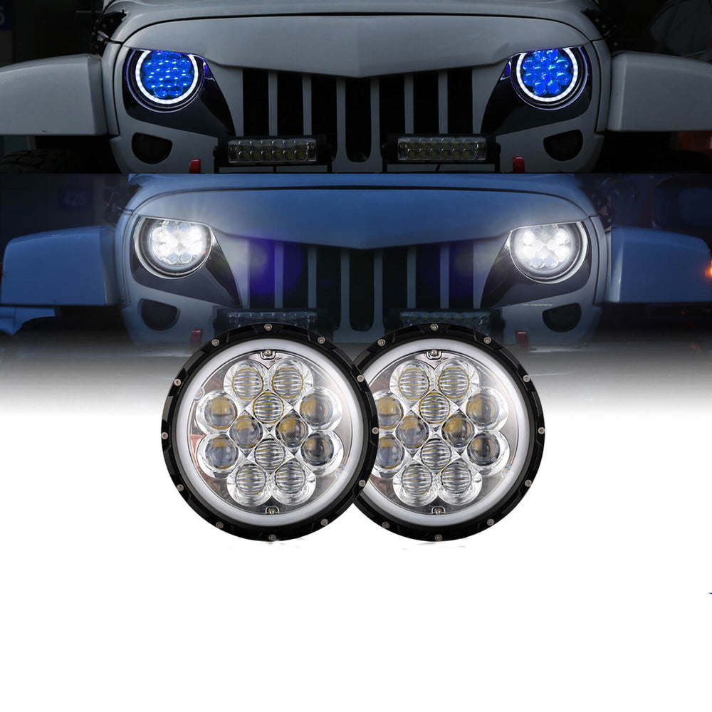 Hooke Road Opar 7 Inch DRL LED Headlights Halo Angel Eyes for 97-18 Jeep Wrangler JK Jeep Wrangler TJ MMRD u-Box offroad 2