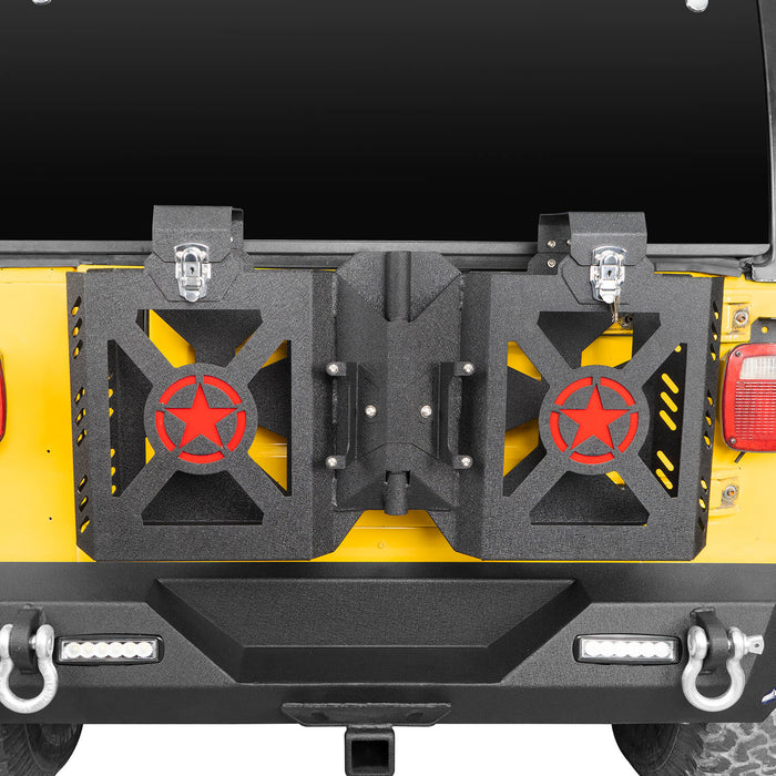 Double Jerry Gas Can Holder Tailgate Mount(97-06 Jeep Wrangler TJ) - u-Box