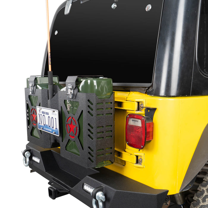 Double Jerry Gas Can Holder Tailgate Mount(97-06 Jeep Wrangler TJ) - u-Box