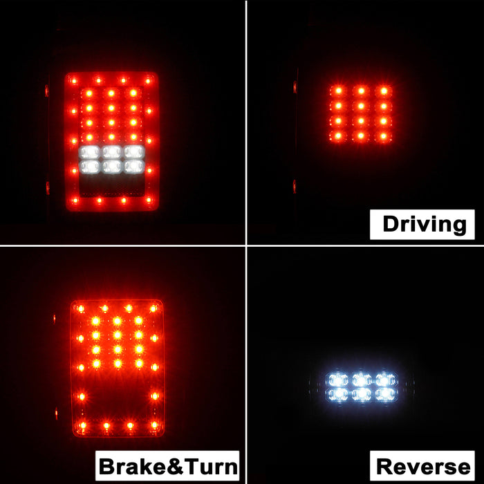 Hooke Road Opar LED Clear Tail Light Assembles Replacement Brake Light Rear Turn Signal Lights for 2007-2018 Jeep Wrangler JK JKU u-Box offroad 8