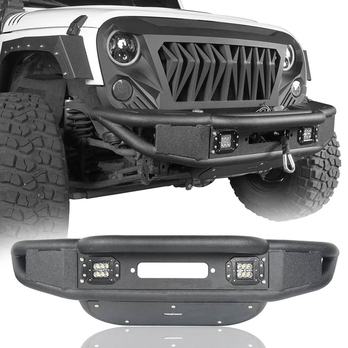 Hooke Road Opar Lotus Tubular Front Bumper & Different Trail Rear Bumper w/Tire Carrier Combo Kit for 2007-2018 Jeep Wrangler JK JKU BXG132114 u-Box offroad 4