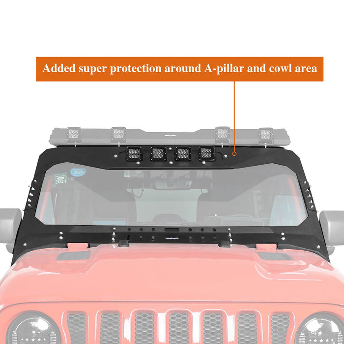 Mad Max Front Bumper w/Wings & Windshield Frame Cover(18-24 Jeep Wrangler JL & Gladiator JT(Excluding Mojave)) - u-Box