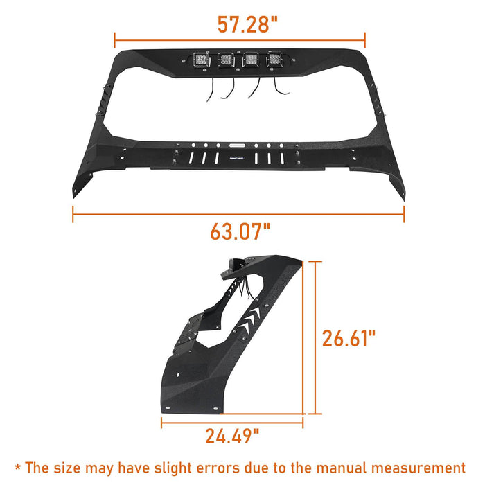 Mad Max Front Bumper w/Wings & Windshield Frame Cover(18-23 Jeep Wrangler JL & Gladiator JT(Excluding Mojave)) - u-Box