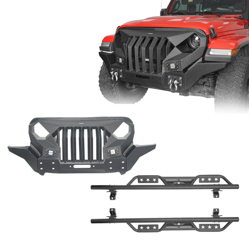 Mad Max Front Bumper Grill & Side Steps(18-24 Jeep Wrangler JL 4 Door) - u-Box