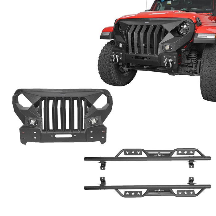 Mad Max Front Bumper with Grill & Side Steps(18-24 Jeep Wrangler JL 4 Door) - u-Box