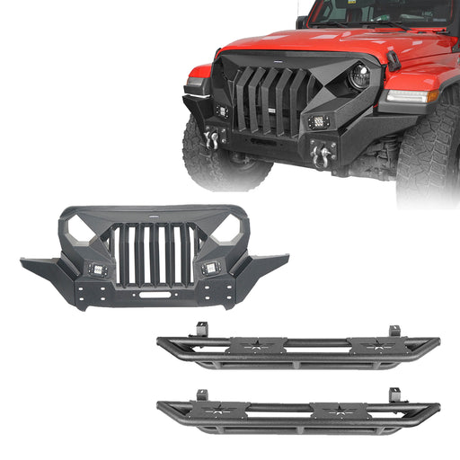 Mad Max Front Bumper Grill & Tube Side Steps(18-24 Jeep Wrangler JL 4 Door) - u-Box