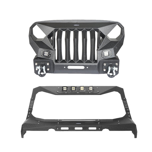 Mad Max Front Bumper w/Steel Grille Guard & Windshield Frame Cover(07-18 Jeep Wrangler JK) - u-Box