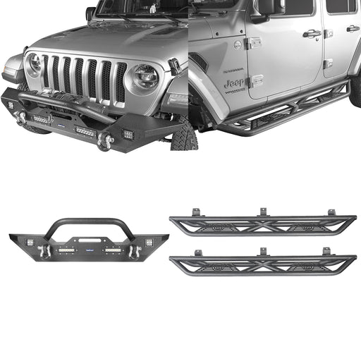 Mid Width Front Bumper & Running Boards(18-24 Jeep Wrangler JL 4 Door) - u-Box