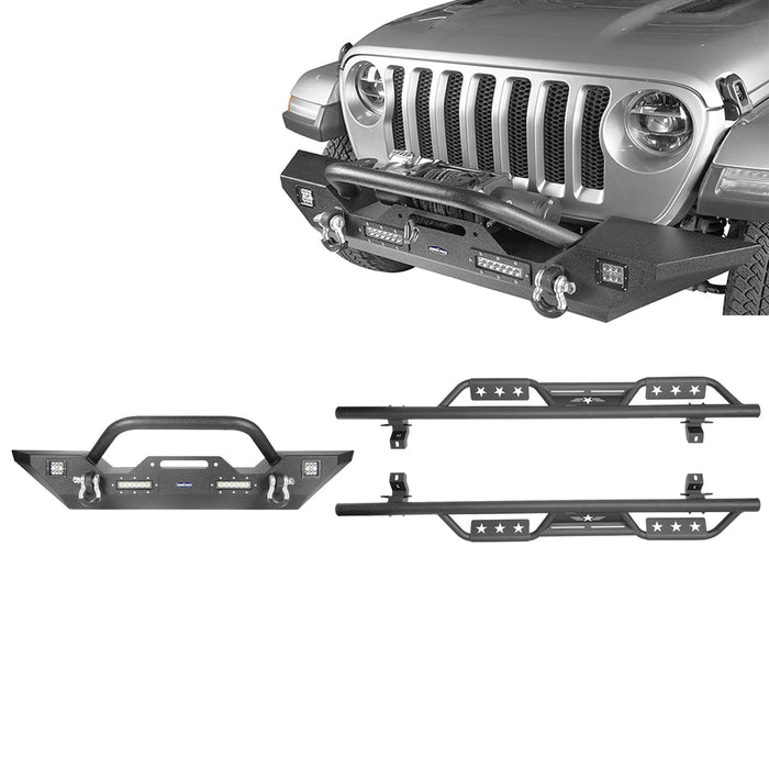 Mid Width Front Bumper & Side Steps(18-23 Jeep Wrangler JL 4 Door) - u-Box