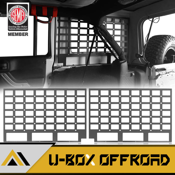 Molle Panel Interior Storage Hardtop Rear Window Flank Kit(07-18 Jeep Wrangler JK 4-Door Hardtop) - u-Box