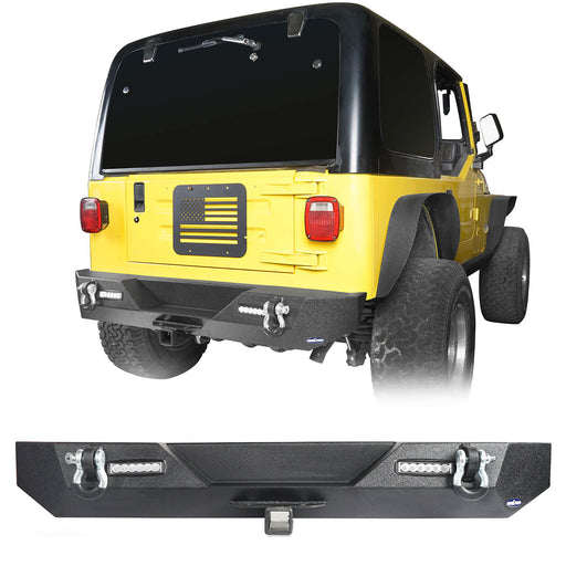 Hooke Road Different Trail Rear Bumper w/2" Hitch Receiver for Jeep Wrangler TJ YJ 1987-2006 BXG120 u-Box offroad 2