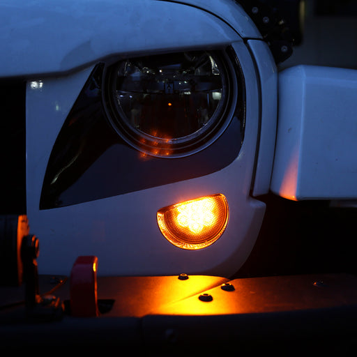 Hooke Road Opar Front Turn Signal Lights Amber LED Smoked Lens for 2007-2018  Jeep Wrangler JK JKU MMRF u-Box offroad  2