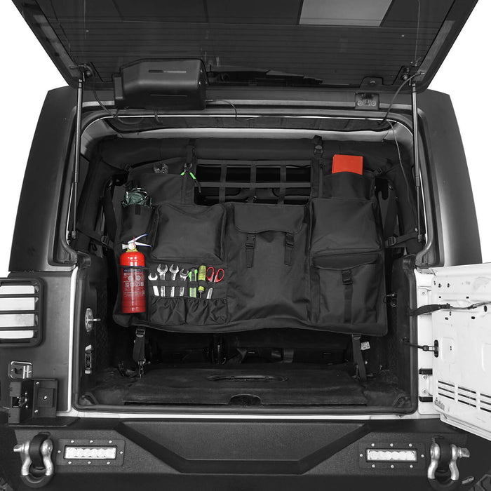 Rodeo Trail Rear Seat Cover Trunk Tool Organizers Cargo Net w/Storage Pouch Bags Hanging Nets(07-20 Jeep Wrangler JK JL 4 Doors) - u-Box