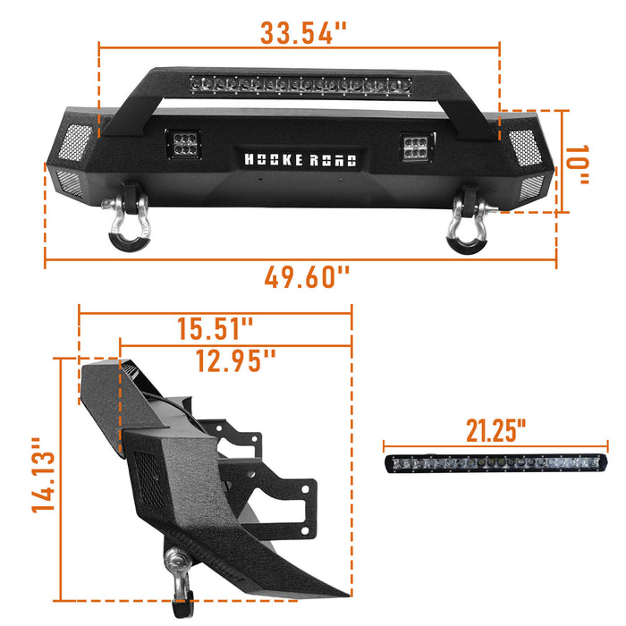 Tacoma Front Bumper Stubby Bumper for 2016-2021 Toyota Tacoma 3rd Gen - u-Box Offroad b4202-8