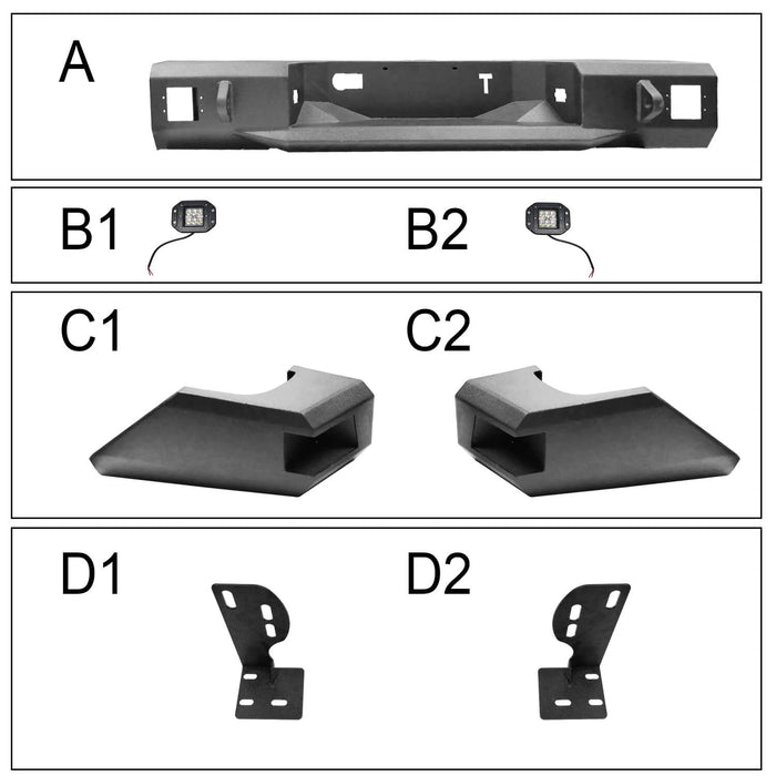 Full Width Front Bumper / Rear Bumper / Roll Bar Bed Rack for 2014-2021 Toyota Tundra b5001+b5003+b5006 17